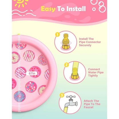 Wading Pool Summer Peteast 67" Dog/Kid Anti-Slip Splash Pad 0.58 mm Thickened