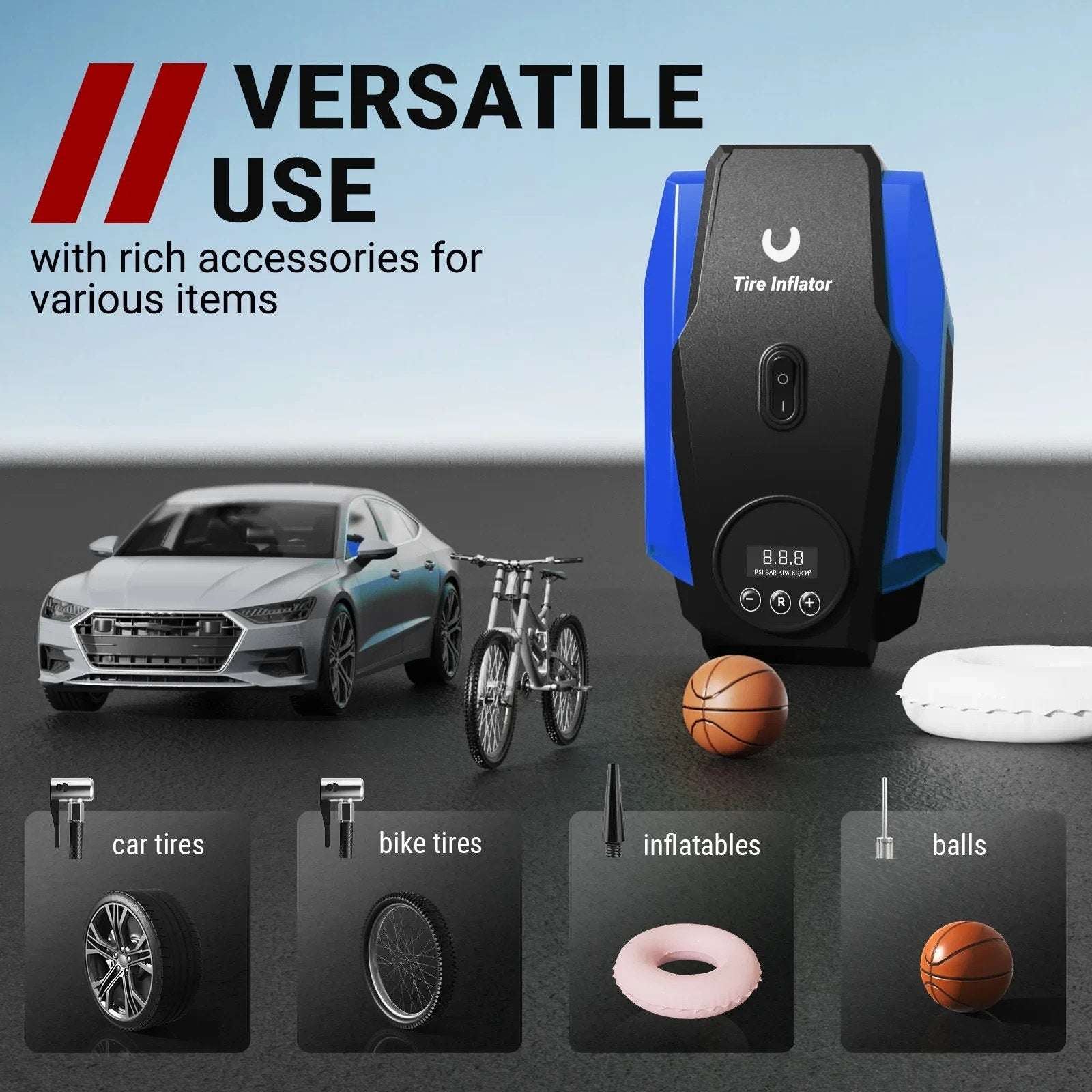 VacLife Air Compressor Tire Inflator w/ LED Light and Digital Display 12V DC