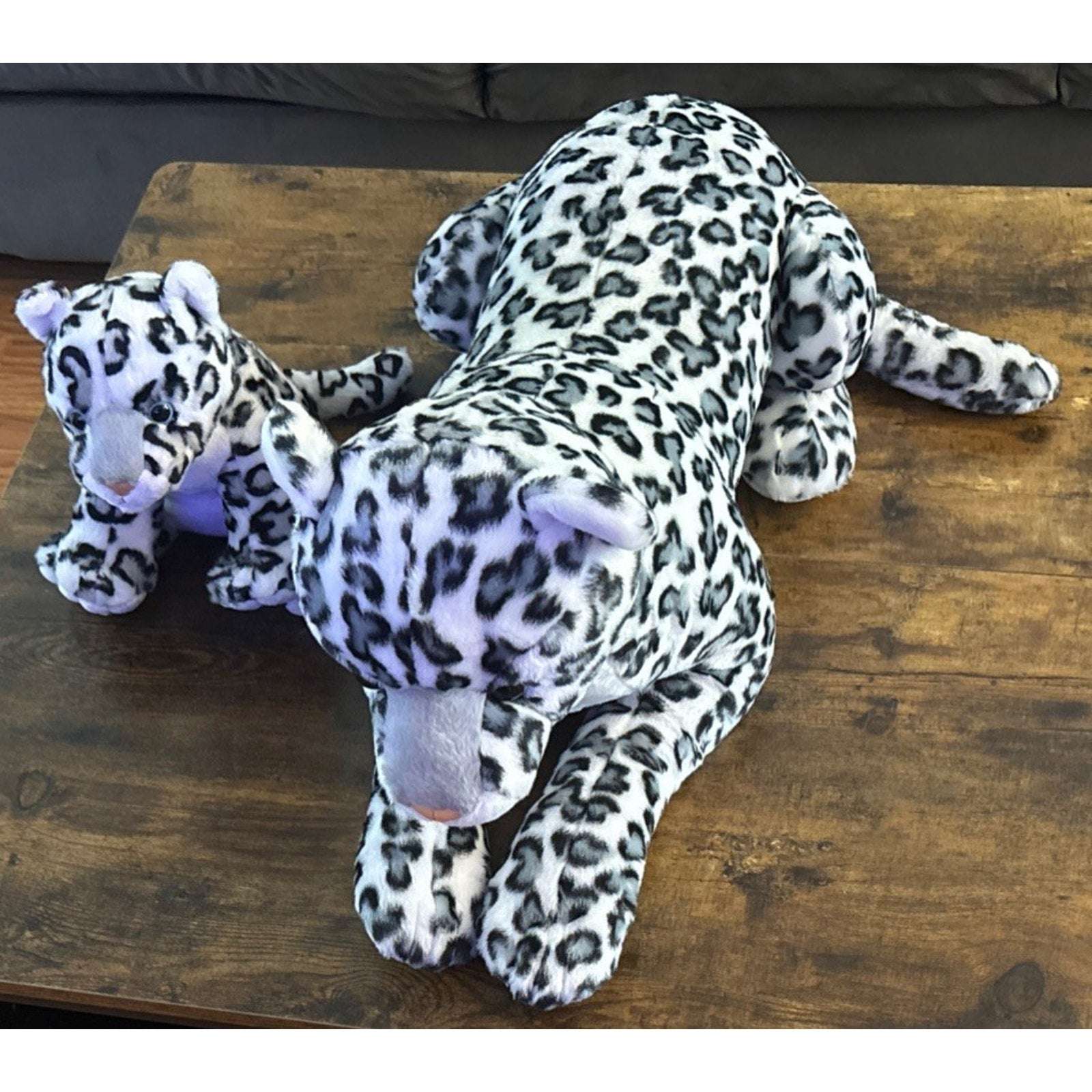 Aurora Super Flopsie Jumbo Snow Leopard 28" & Her Cub 12" Stuffed Animal Plush