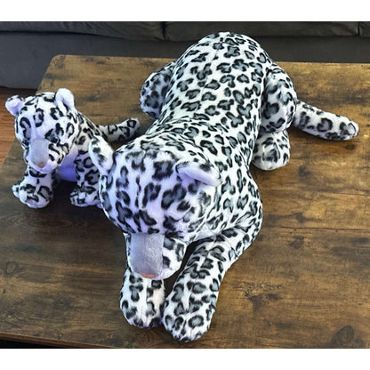 Aurora Super Flopsie Jumbo Snow Leopard 28" & Her Cub 12" Stuffed Animal Plush