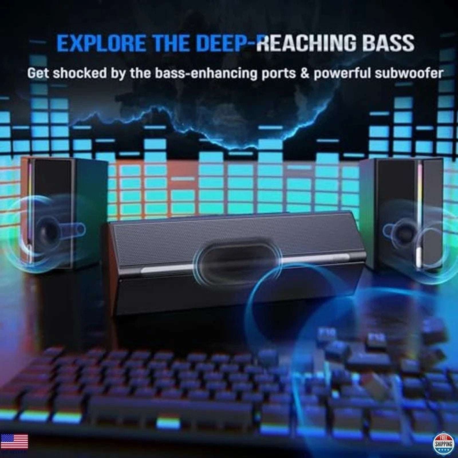 FIFINE AmpliGame A22 RGB Speaker System with Subwoofer - Gaming Sound Control