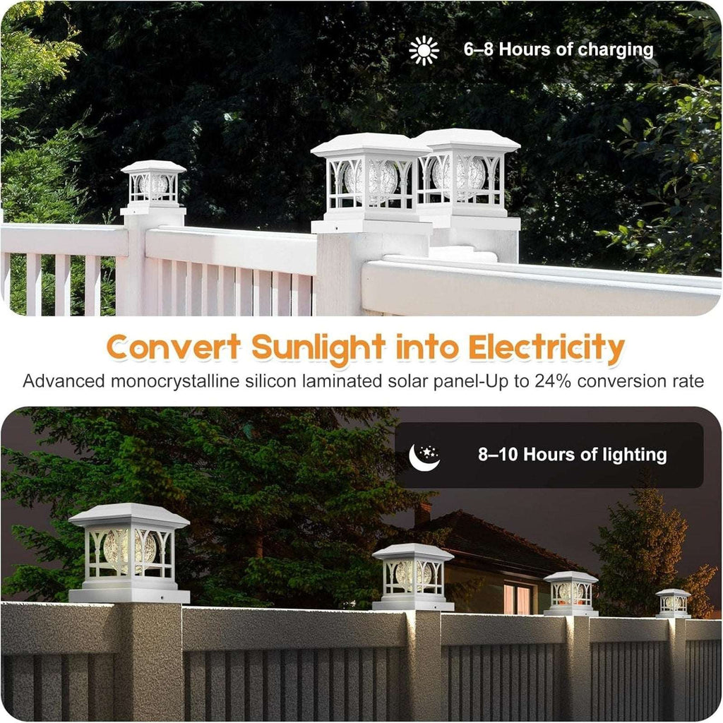 6-Pack RGB & Warm White LED Solar Powered Waterproof Fence Deck Post Cap Lights