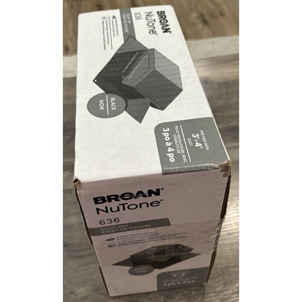 Broan NuTone 636 Roof Cap w Built-in Damper / Bird Screen for 3" 4" Round Duct