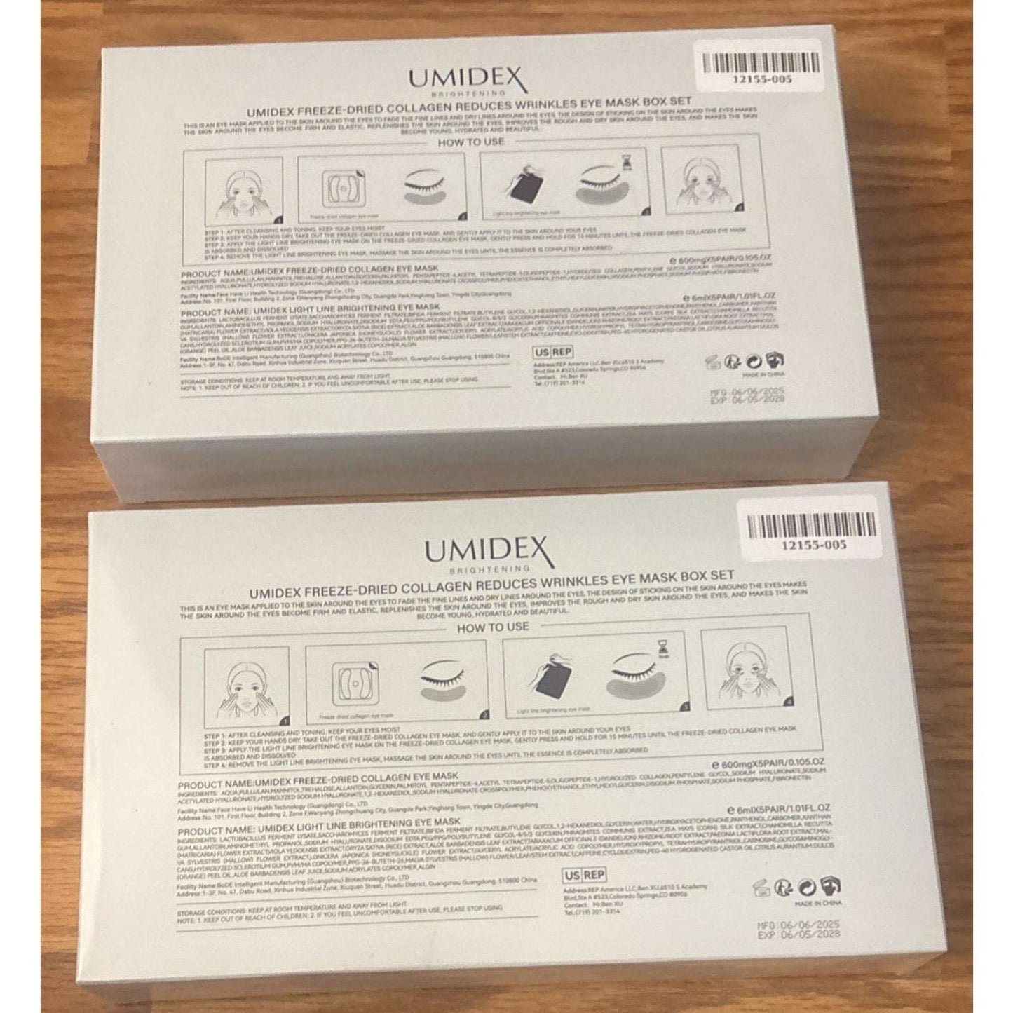 2x Umidex Facial 2-Step Freeze-Dried Collagen & Brightening Eye Mask Box Set