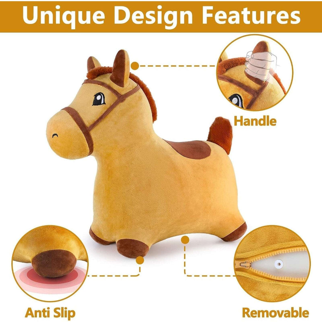 iPlay, iLearn Bouncy Pals Hopping Horse, Toddler Inflatable Plush Ride-On Toy