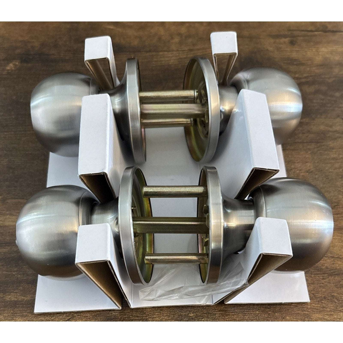 2Pk BESTTEN Keyed Entry Door Knob w/ Lock Satin Nickel Round Interior & Exterior