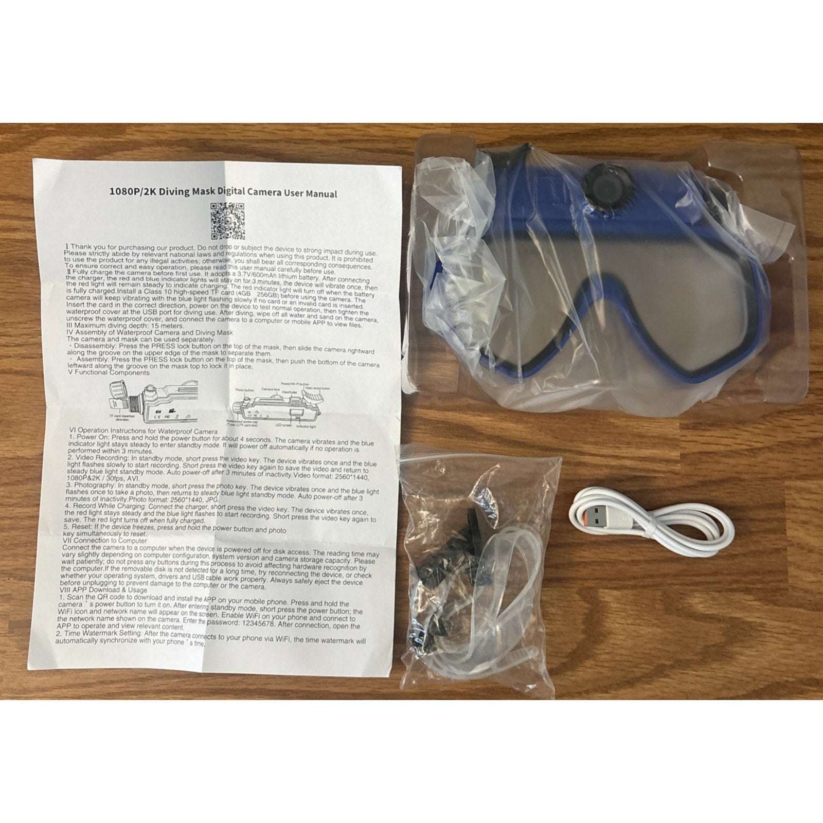 Underwater 5.0MP Digital Camera Diving Snorkeling Mask, DVR W/ HD 1080P/2K Video