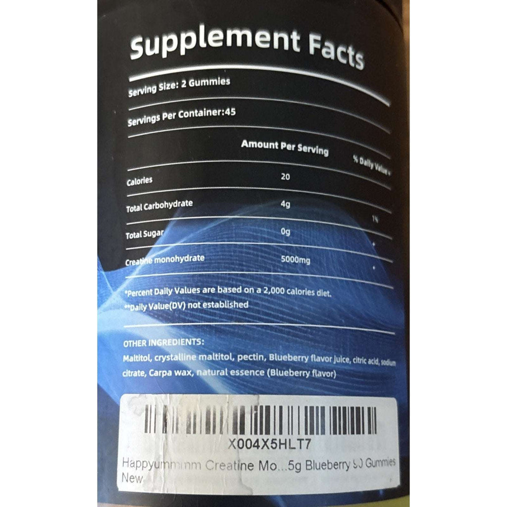 Happyummmm Creatine Monohydrate 5000MG 90 Gummies Blueberry Sugar-Free EXP 11/27