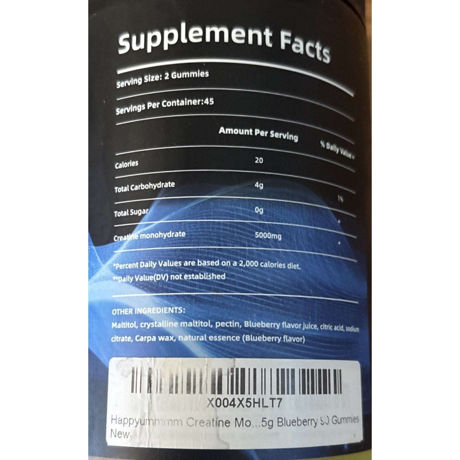 Happyummmm Creatine Monohydrate 5000MG 90 Gummies Blueberry Sugar-Free EXP 11/27