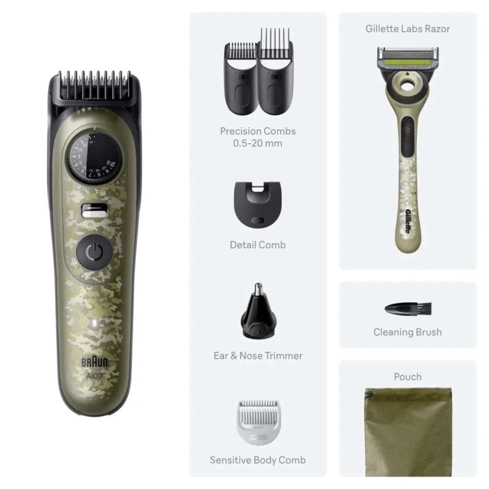Braun AIO7550 All-in One Series 7 Waterproof Trimmer Kit Camo Edition - NEW OB