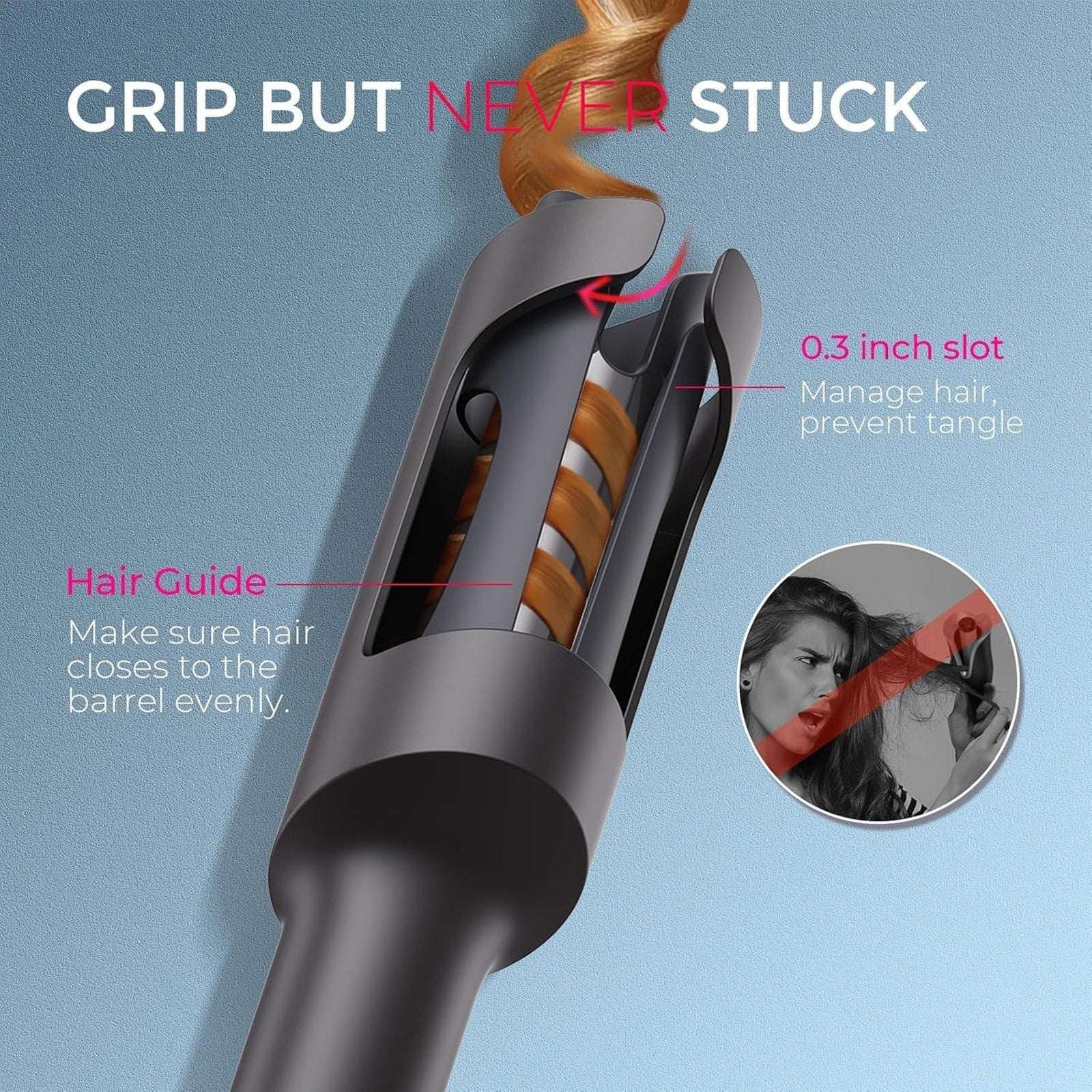 TYMO CURLPRO Automatic Rotating Curling Iron 1.25" Beach Waves Curling Wand