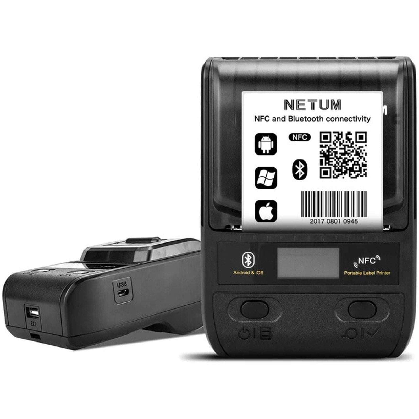 G5 Netum Bluetooth Thermal Label Maker Printer Android IOS Windows Black NEW/OB