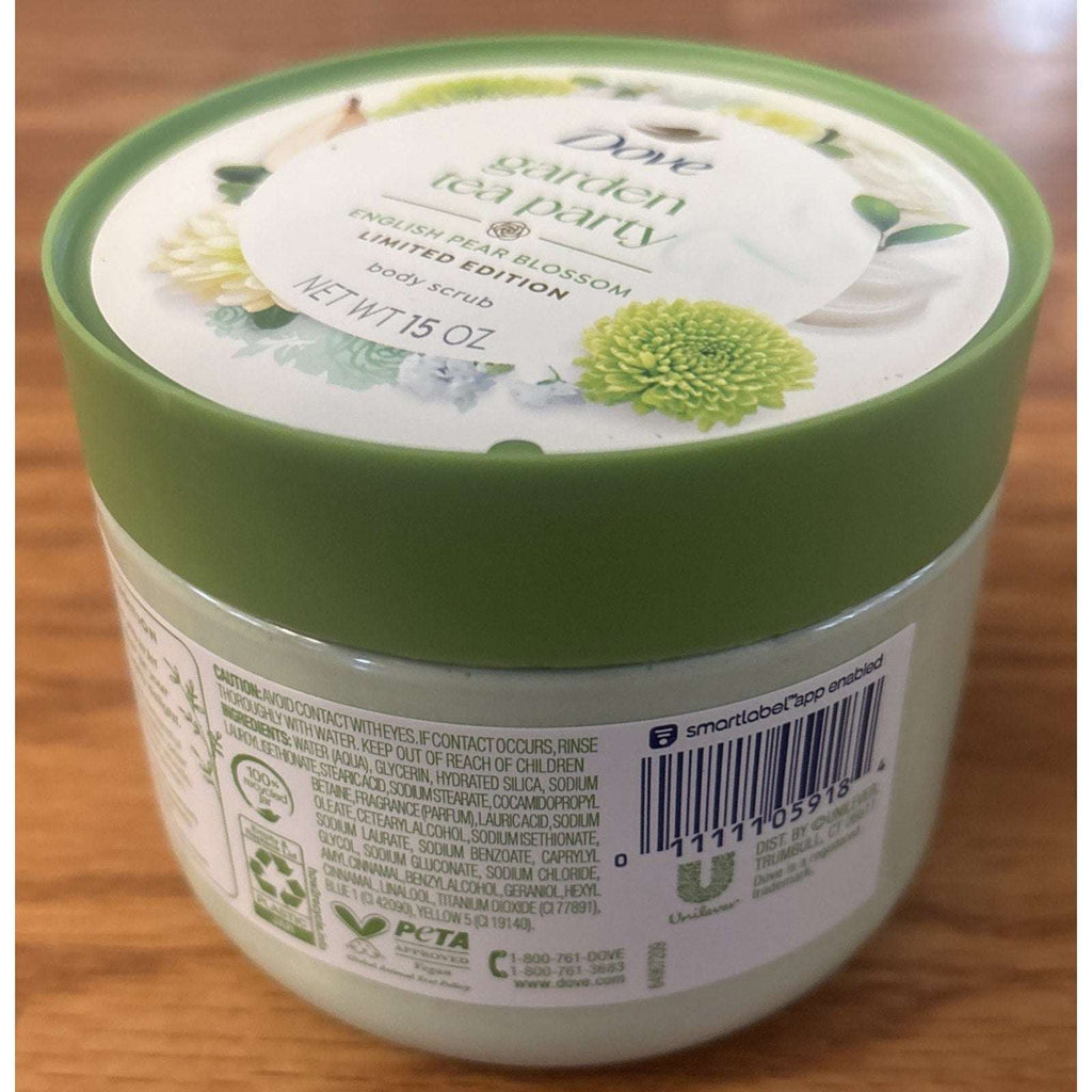 2PC Dove Beauty Garden Tea Party Body Scrub English Pear Blossom Limited Edition