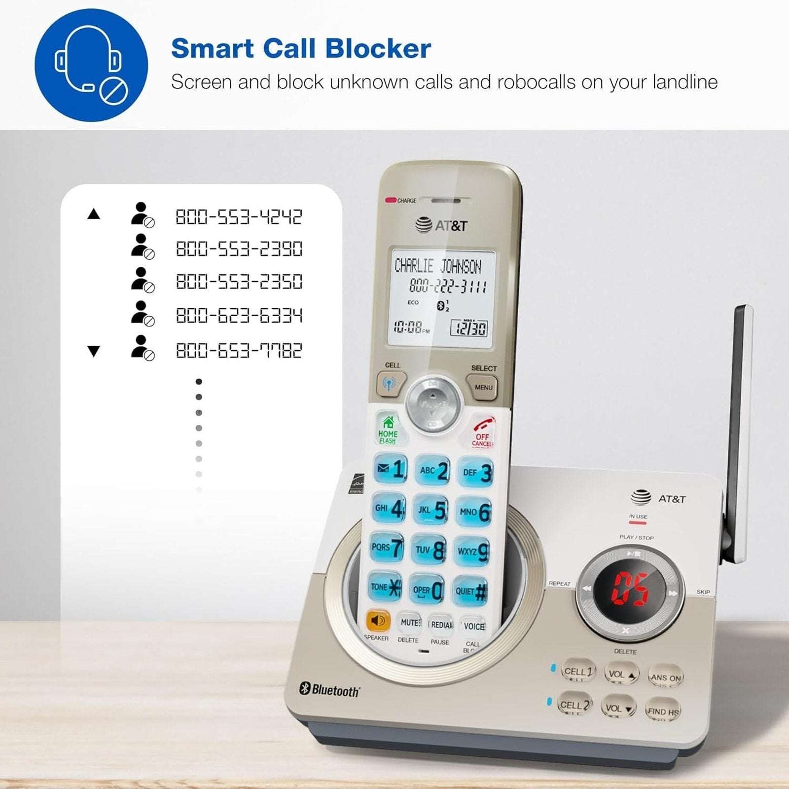 AT&T DL72219 Expandable 2 Handset Cordless Phone Answering Sys w Connect to Cell