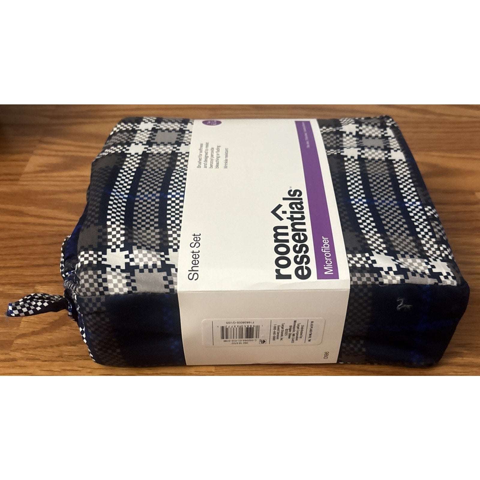 2 x 3PC Sheet Sets + Blanket Room Essentials Blue/Gray Plaid Microfiber Twin XL