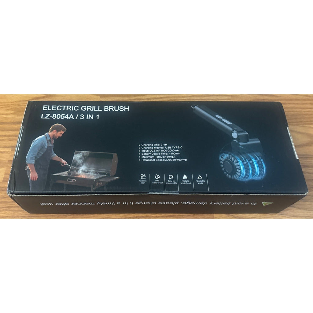 Electric Grill Brush Cordless Rechargeable BBQ Cleaner with 3 Speeds & 3 Heads