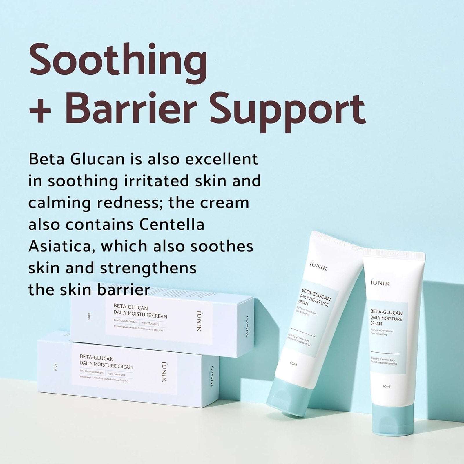 iUNIK Beta Glucan Daily Moisture Cream & Power Moisture Serum 60ml 50ml K-Beauty