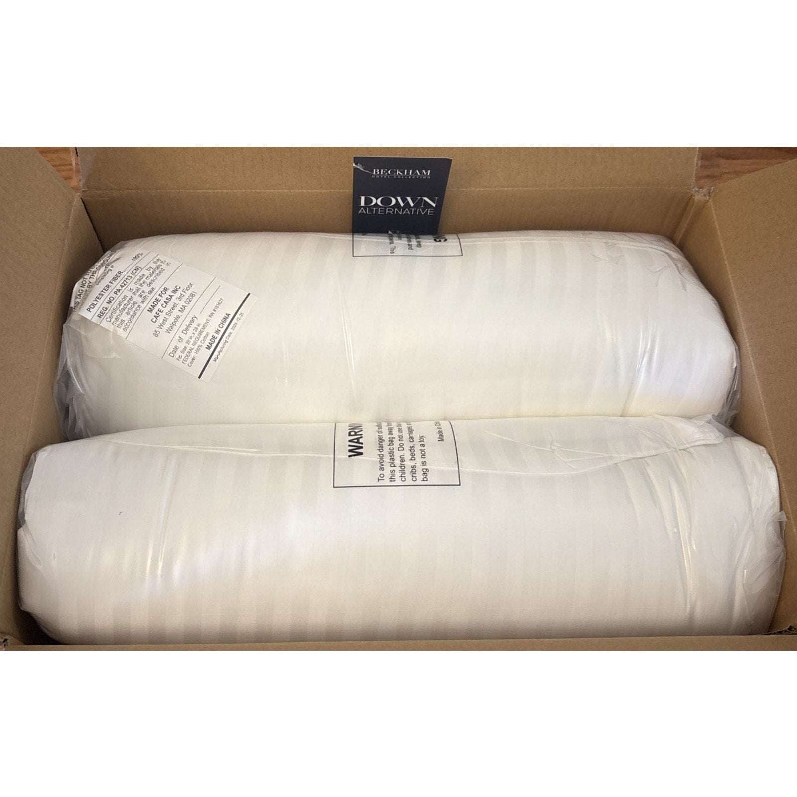 Beckham Hotel Collection Down Alternative Bed Pillows 2 Pack Queen Size White