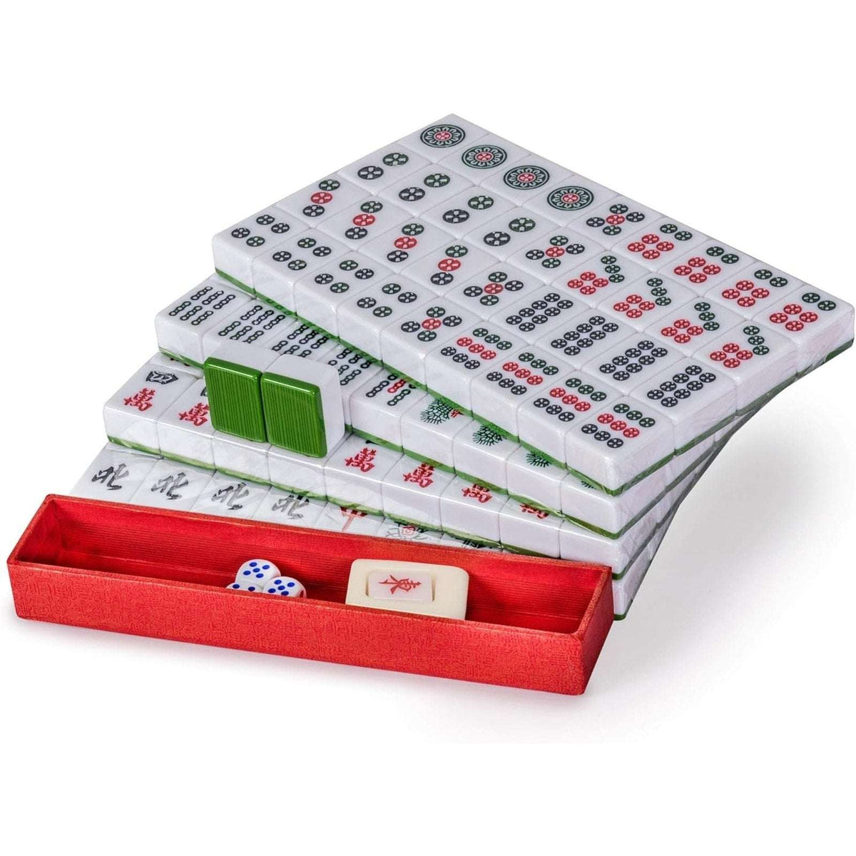 Yellow Mountain Rouge Heritage Chinese Mahjong Set, 146 Engraved Melamine Tiles
