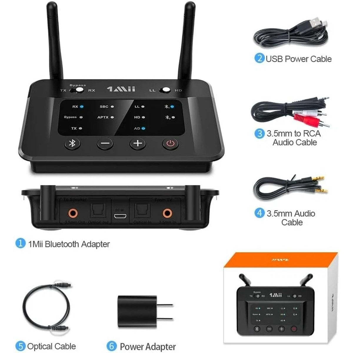 1Mii B03 Bluetooth 5.3 Wireless Transmitter & Receiver TV Home Stereo Headphones