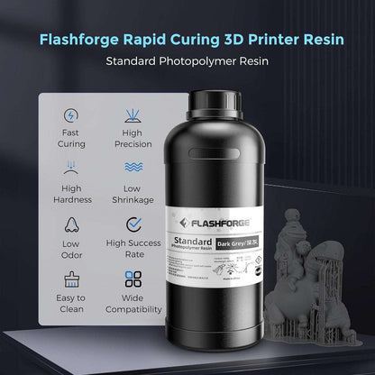 FlashForge 3D Printer Standard Photopolymer Resin 1000g DARK GREY