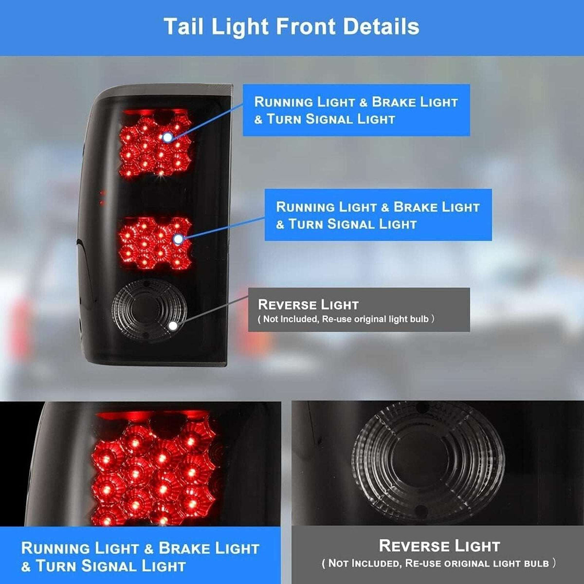 Winjet LED Tail Lights - Black / Smoke for 2001-2005 Ford Ranger - CTWJ-0146-BS