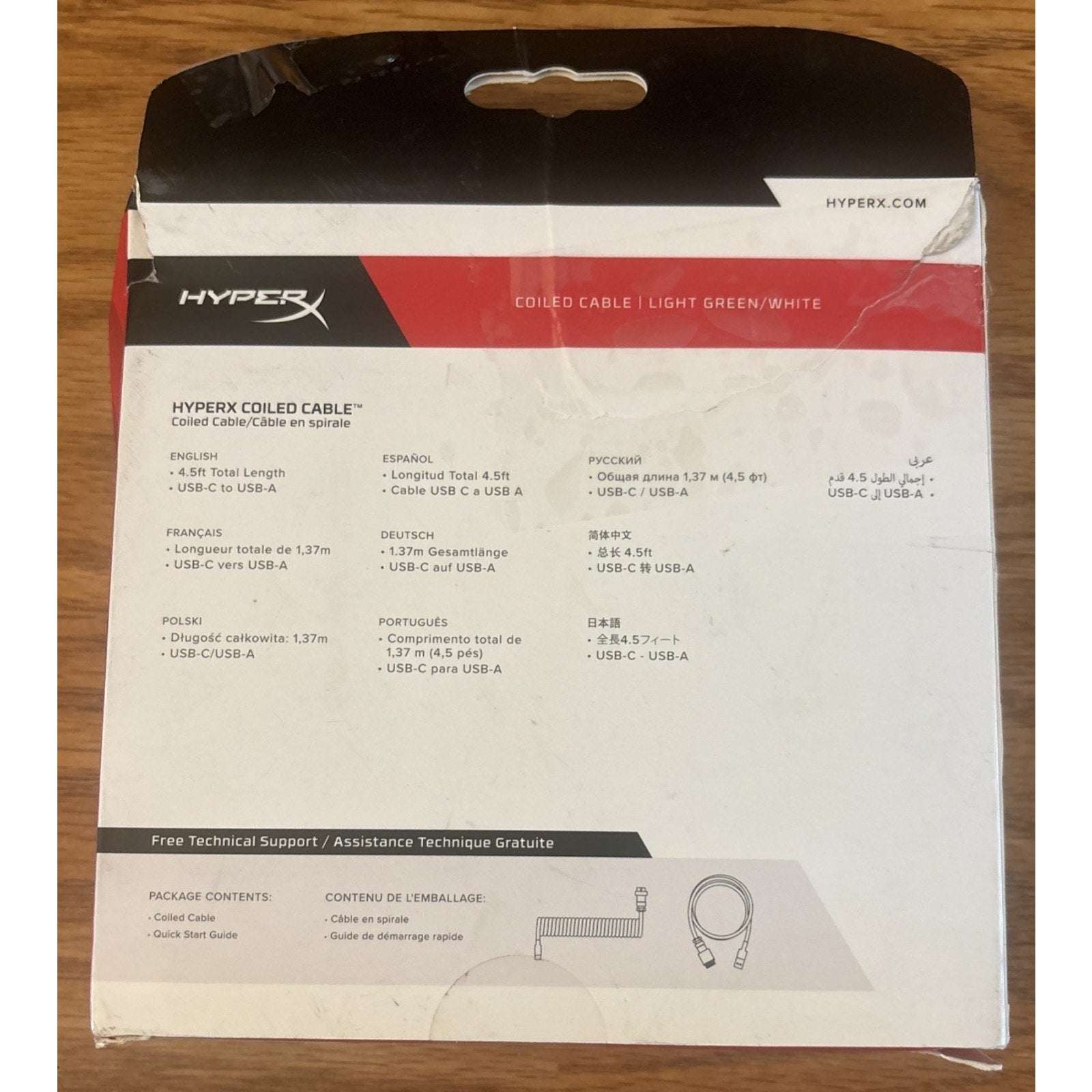 HyperX Coiled USB-C to USB-A Mechanical Keyboard Cable w/ Aviator - Light Green