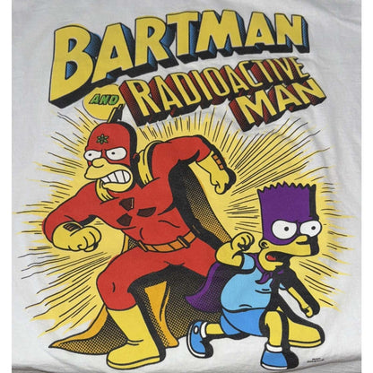 Simpsons - BARTMAN And RADIOACTIVE MAN • White Graphic T-Shirt Bart & Homer • L