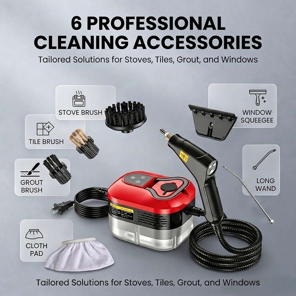 2500W High Temp/Pressure Steam Cleaner, 6 Adjustable Levels, 15s Heat-Up, 1.2L