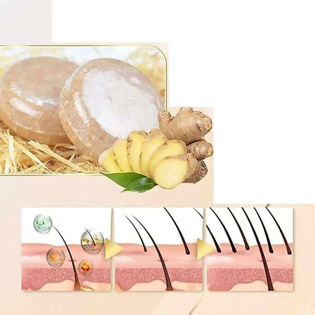 Ginger Shampoo Bar Hair Growth & Repair, Dandruff Care Organic Soap Bar 1.92oz