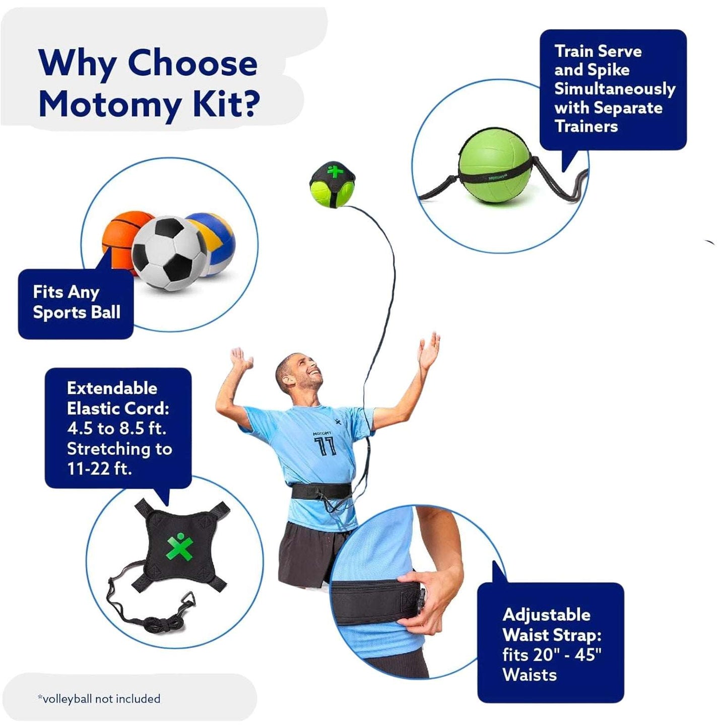 Volleyball Training Aid MasterKit VolleyPal Solo Trainer - Serve, Spike & Set
