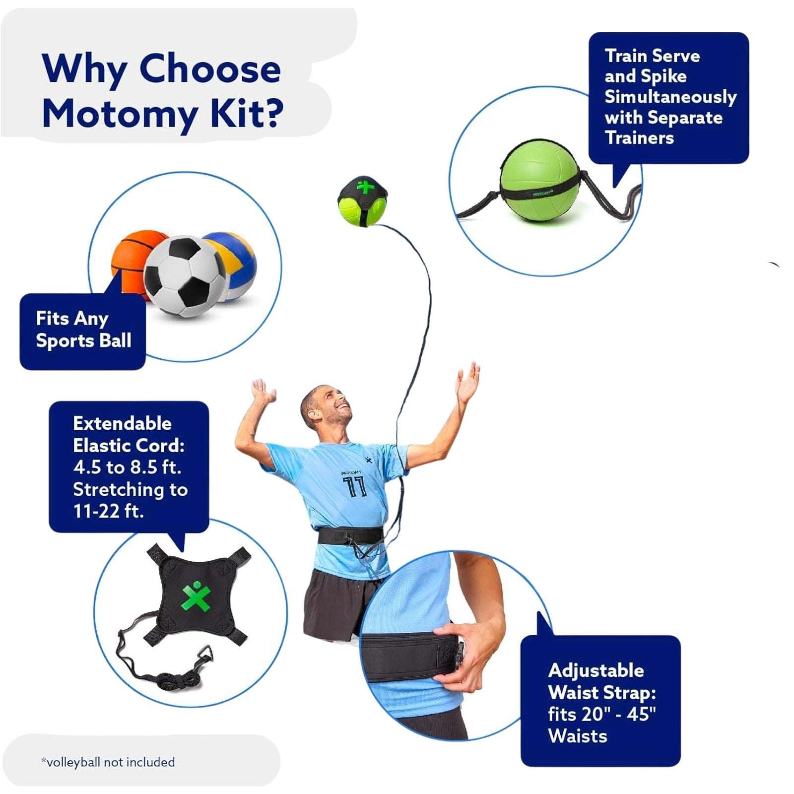 Volleyball Training Aid MasterKit VolleyPal Solo Trainer - Serve, Spike & Set