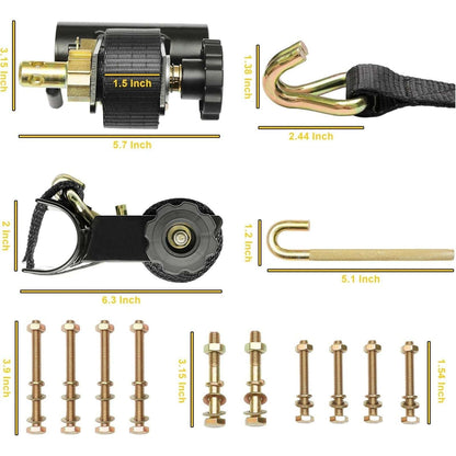 Ladder Rack Ratchet Straps w/ Double J-Hook 1.5" x 7.5' For 2" Round Tube Mount