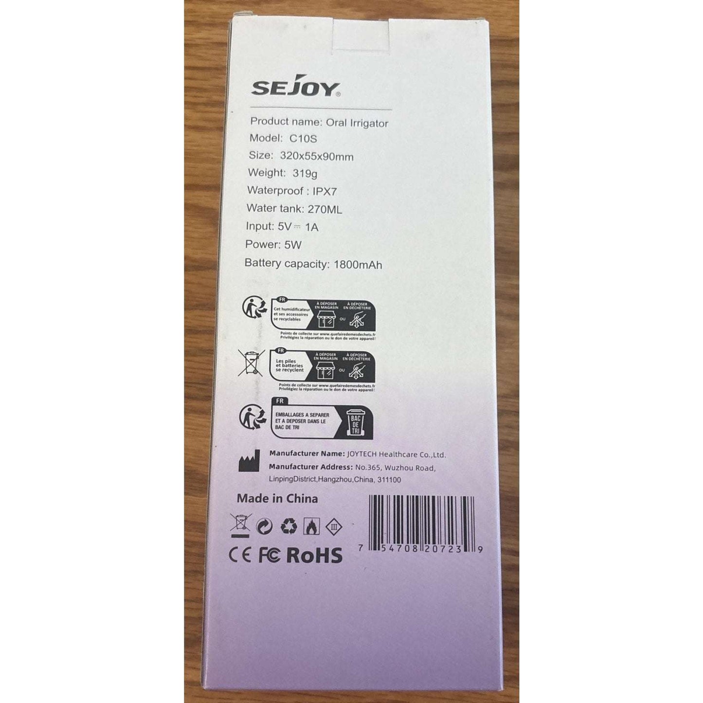 Sejoy Rechargeable Smart Water Flosser Teeth Cleaner Oral Irrigator 5Modes/5Tips