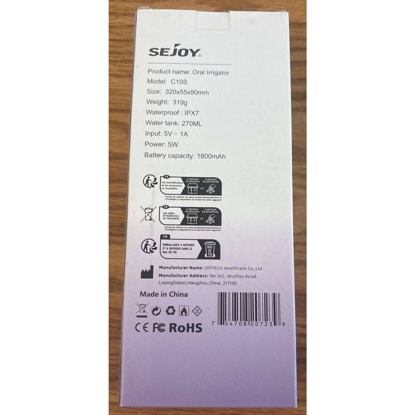 Sejoy Rechargeable Smart Water Flosser Teeth Cleaner Oral Irrigator 5Modes/5Tips