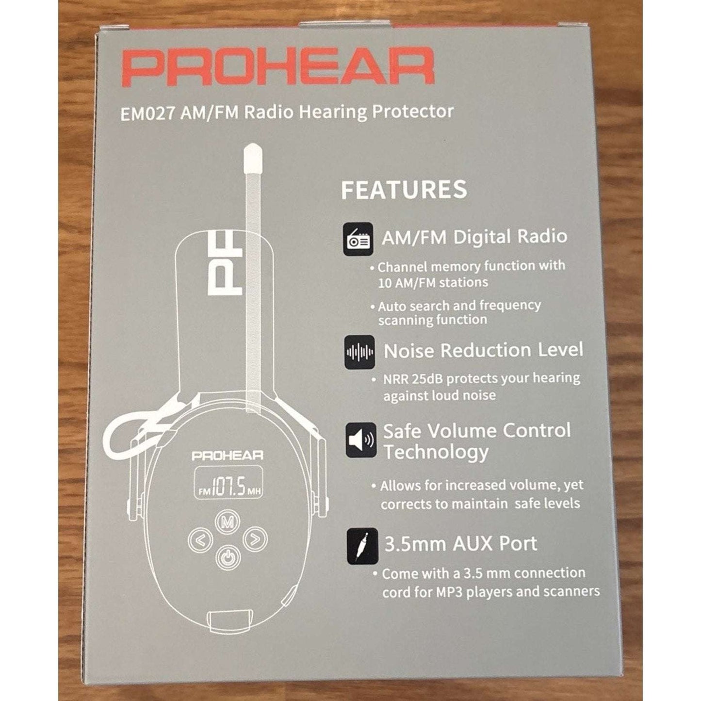 PROHEAR Digital AM/FM Radio Ear Hearing Protection Earmuff Headphones 25NRR