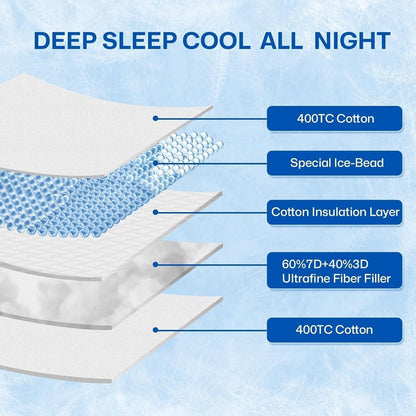 GOHOME Cooling Micro-Chill Ergonomic Bed Sleeping Pillow Soft Breathable Cotton