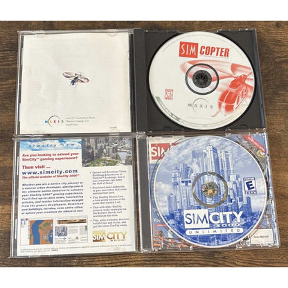 SimCity 3000 Unlimited (PC, 2000) w/ Key & SIM COPTER (PC, 1998) 2 Game Lot