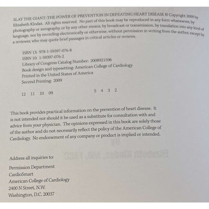 Slay The Giant Power of Prevention in Defeating Heart Disease Elizabeth Klodas