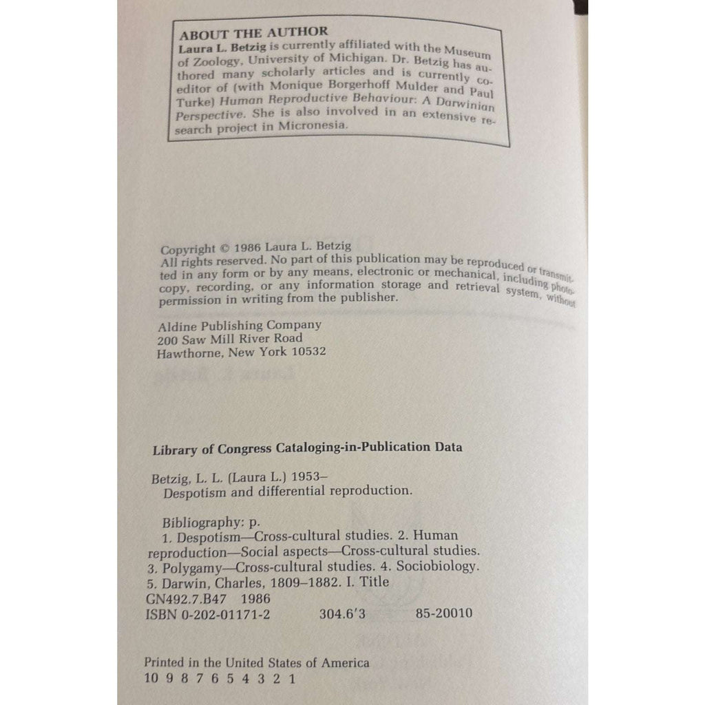 Despotism And Differential Reproduction A Darwinian View of History Laura Betzig