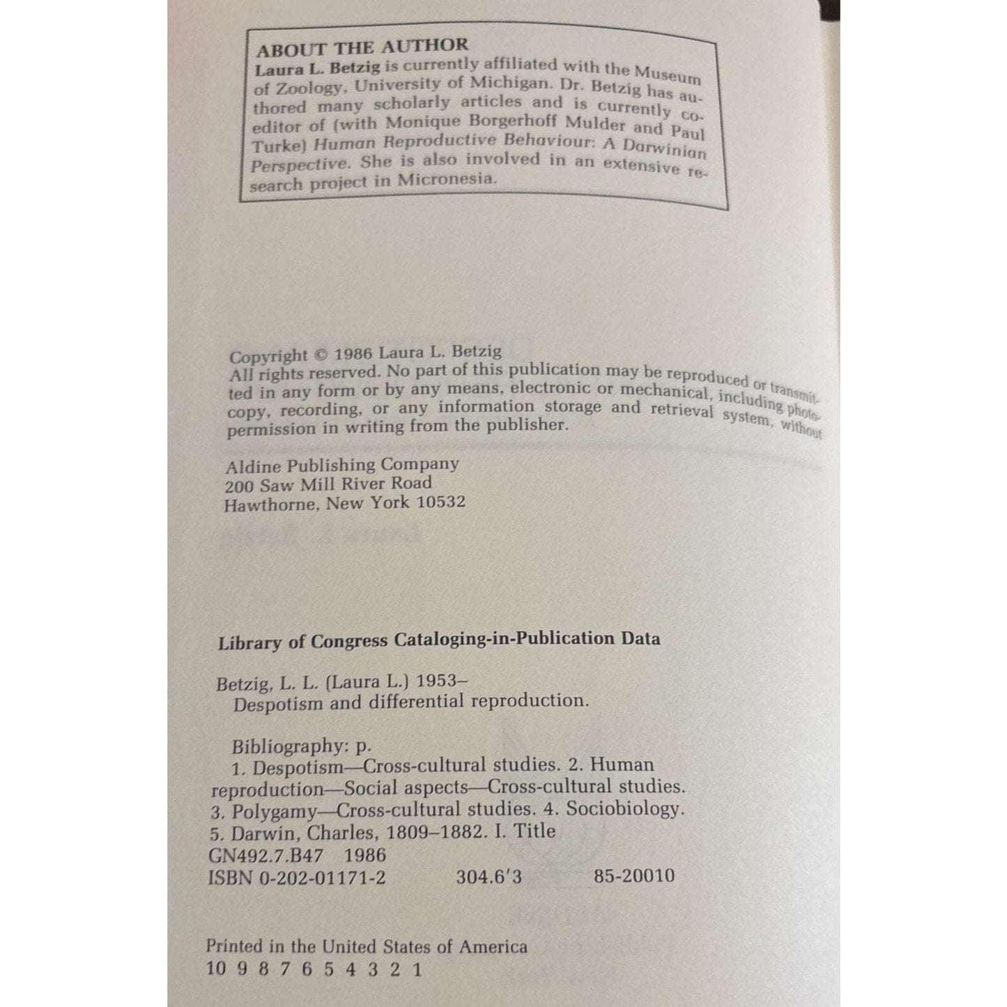 Despotism And Differential Reproduction A Darwinian View of History Laura Betzig