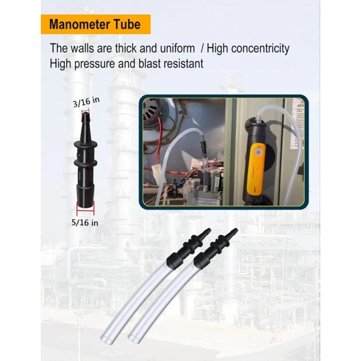 ZIBOO JL3MN Manometer Probe Kit for Klein Tools ET180 Digital Manometer w/ Case