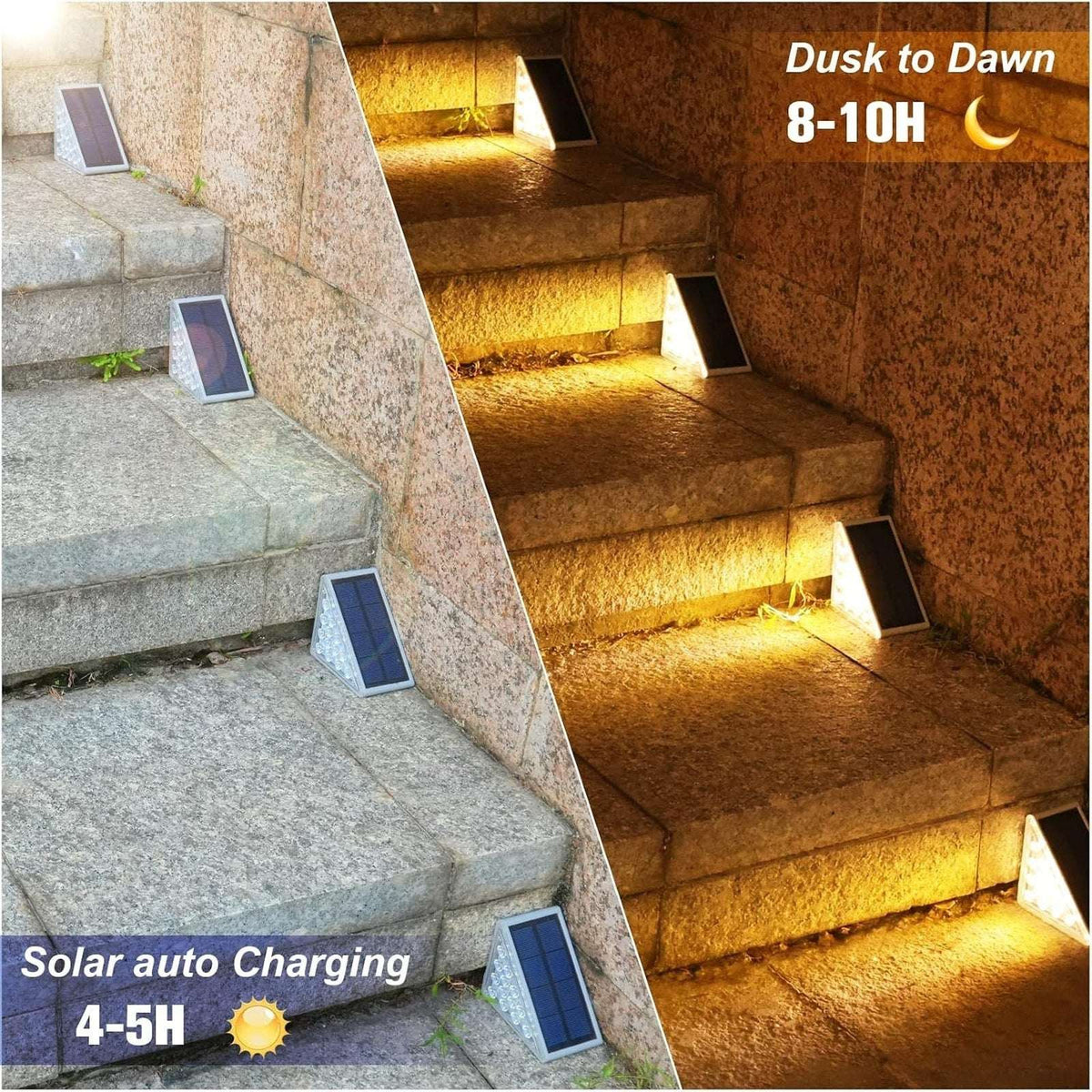 12Pk Solar Step Lights Outdoor Waterproof LED Stair Deck Yard Walkway Light Set