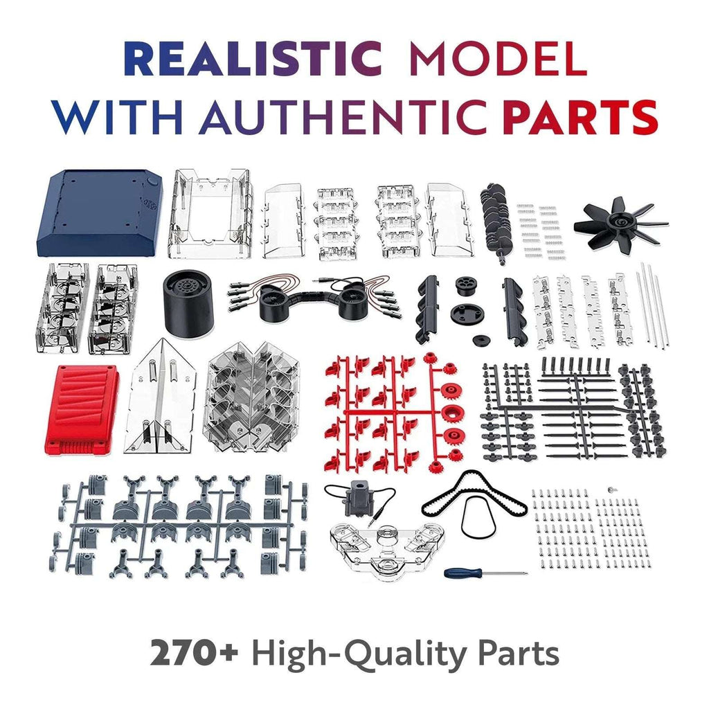 Playz STEM V8 Combustion Engine Model Kit That Runs - Build Your Own - 270Pcs