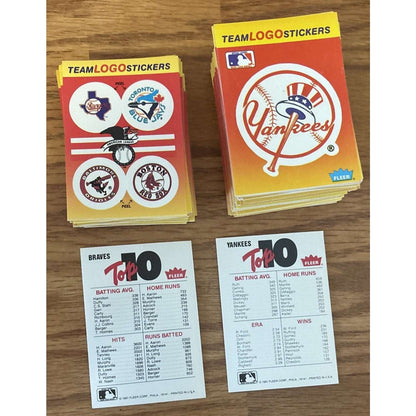 134Pcs 1991 Fleer MLB Baseball Teams Logo Stickers + Small 4-Team Sticker Cards