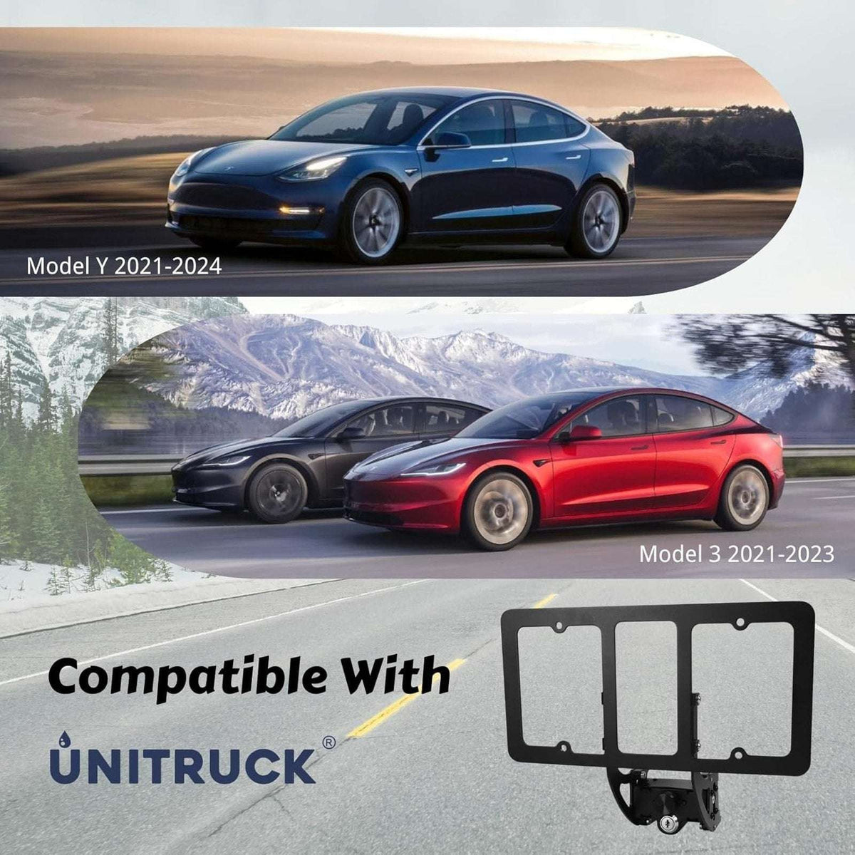 Original Lockable Front License Plate Holder for 2020-2024 Tesla Model 3 / Y