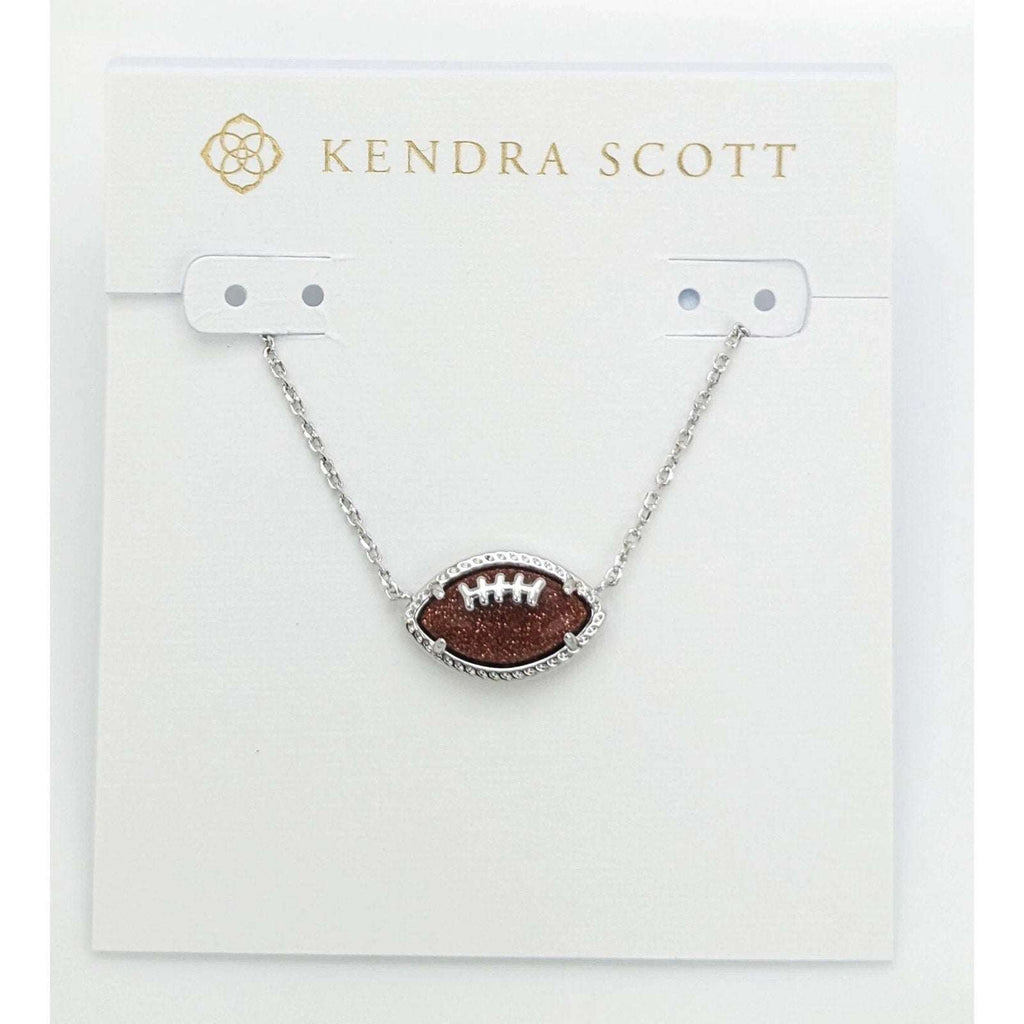 KENDRA SCOTT Elise Football Pendant Short Silver Necklace NEW in Box w/ Dust Bag
