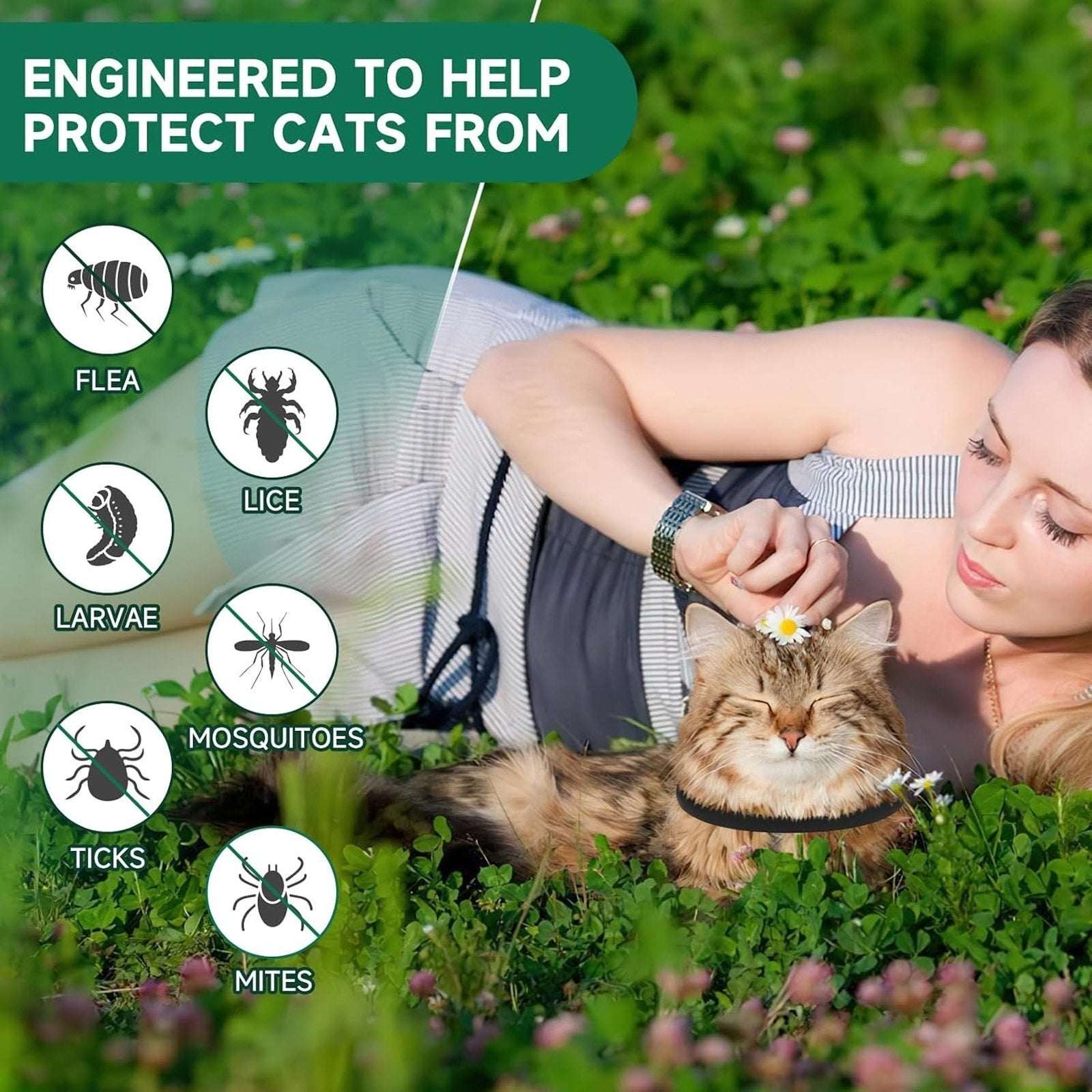 4PK Cat Flea & Tick Prevention Waterproof 32 Month Protection for Cats 12 Weeks+