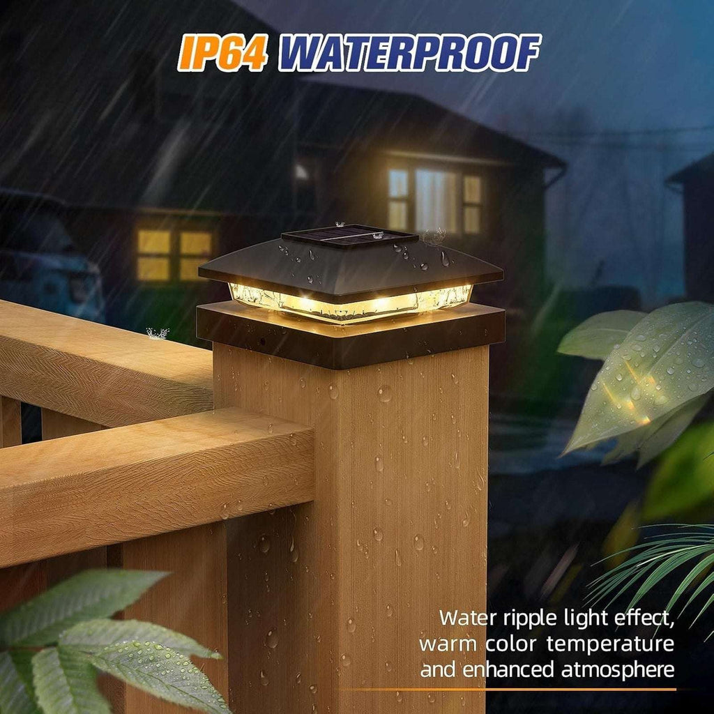 12 Pack Solar Post Cap Lights For 4x4 Outdoor Waterproof LED Deck Fence Black
