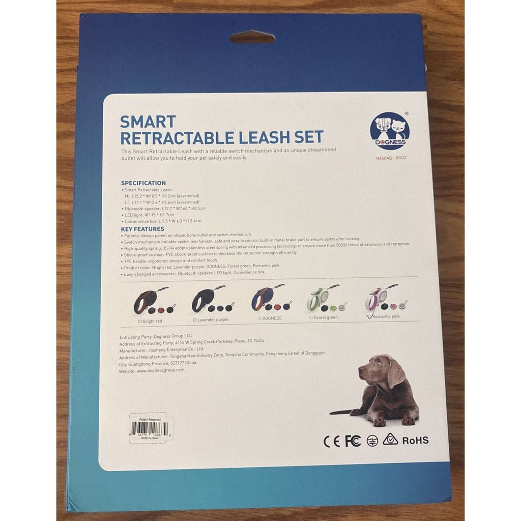 Smart Retractable Dog Leash Set w/ LED Light, Bluetooth Speaker, Bag Dispenser